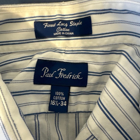 Paul Frederick Finest Long Staple Cotton Dress Shirt 16.5-34 preowned - Picture 4 of 6